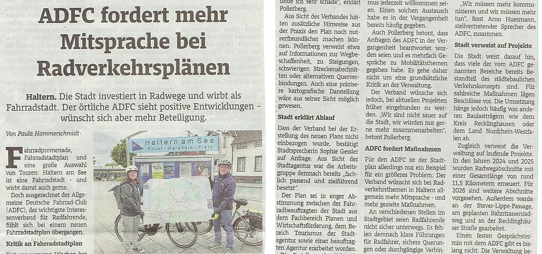 ADFC fordert Mitsprache