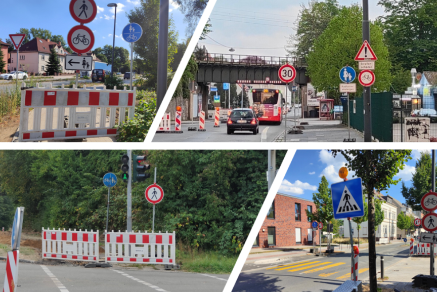 Collage Verkehrsführung in Baustellen Collage Verkehrsführung in Baustellen im Hertener Stadtgebiet